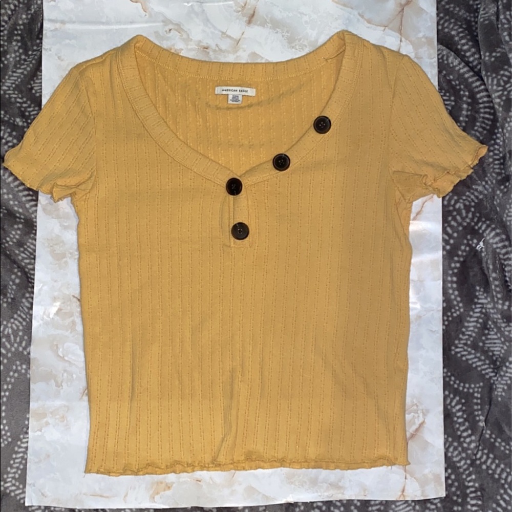 yellow American Eagle shirt with buttons